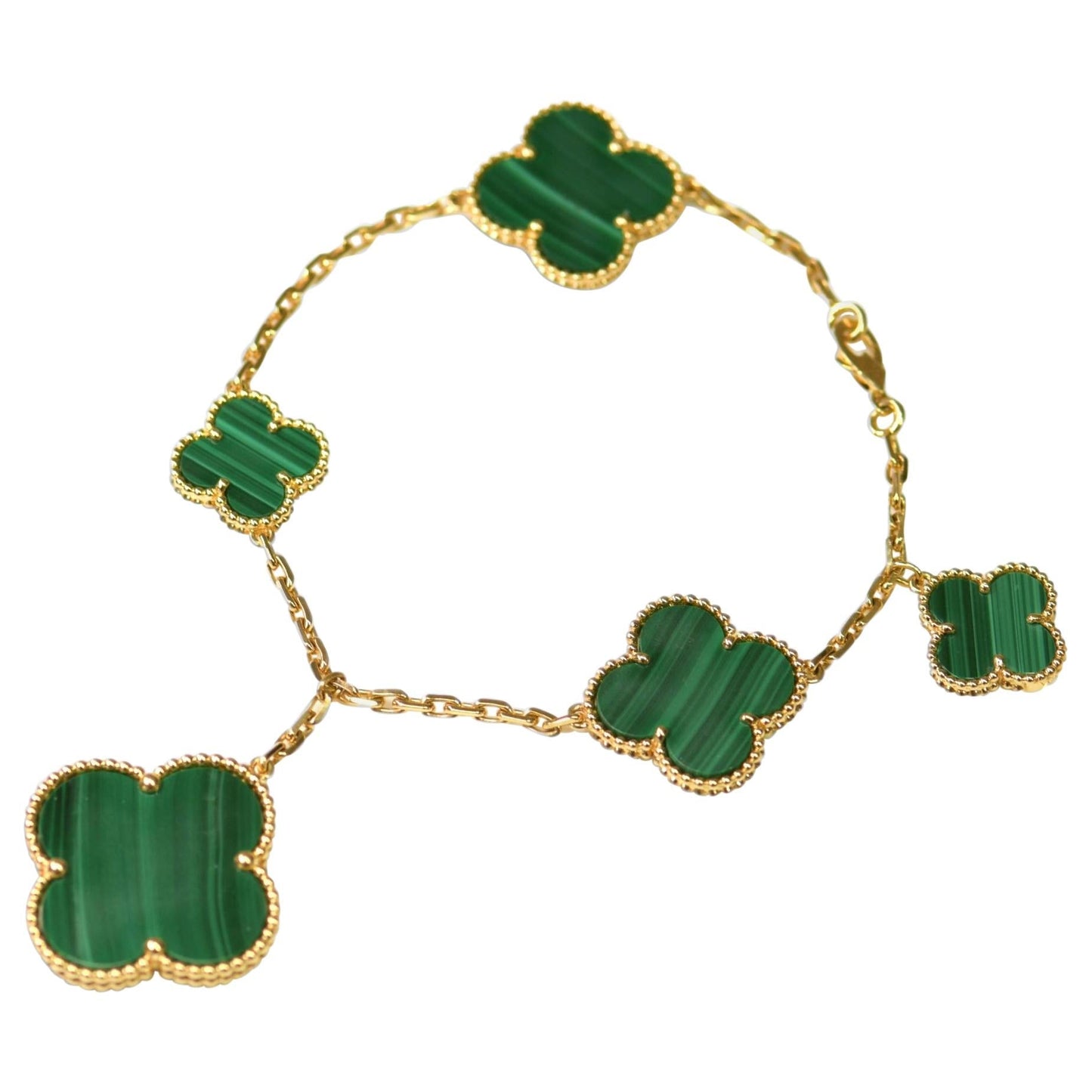 [Moco]MAGIC CLOVER MALACHITE GOLD BRACELET 5 MOTIFS