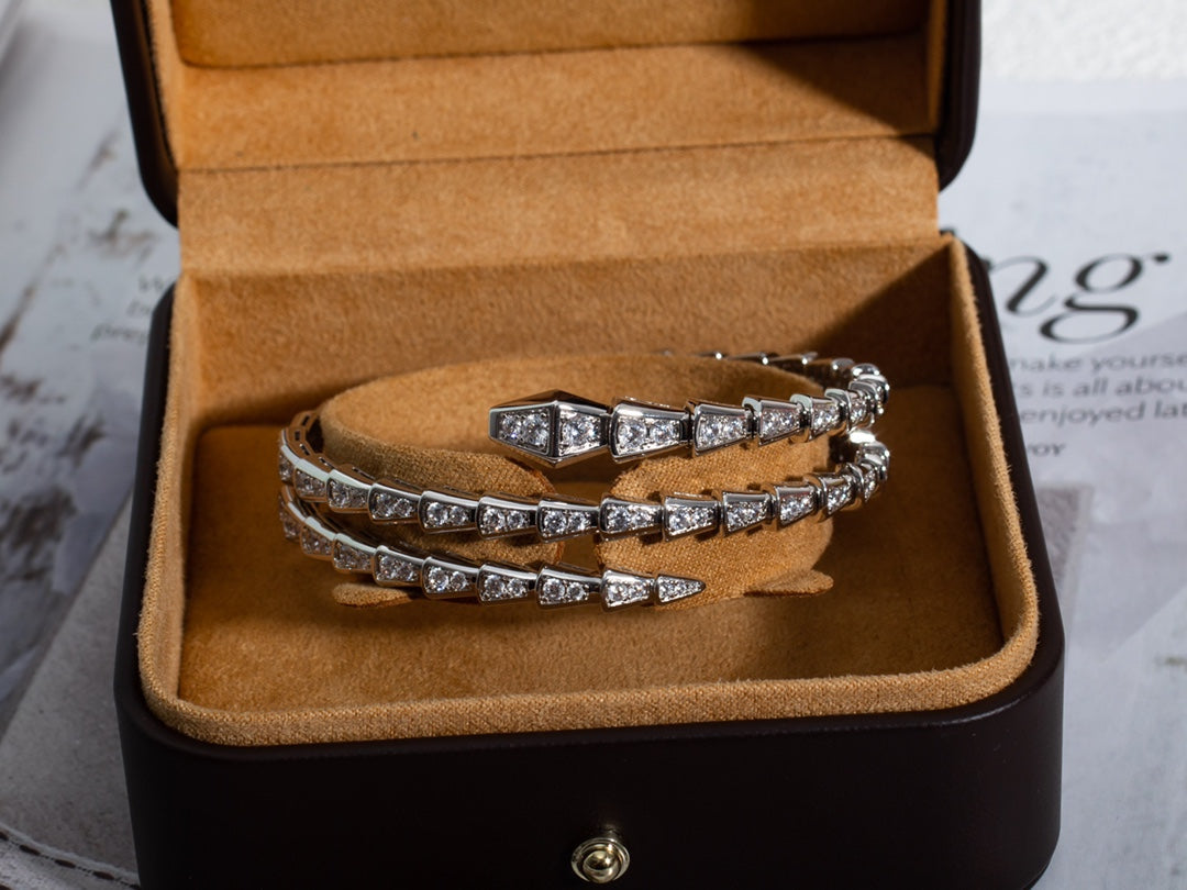 [Moco]SERPENTI BRACELET SILVER DIAMOND DOUBLE ROW