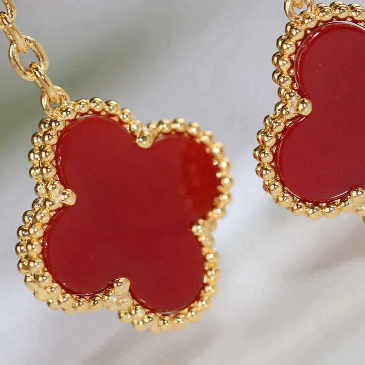 [Moco]CLOVER  2 MOTIF  TIGER EYE CARNELIAN EARRINGS