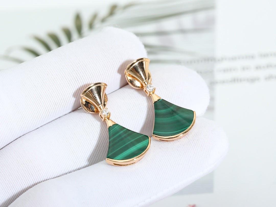 [Moco]DREAM MALACHITE PINK GOLD EARRINGS