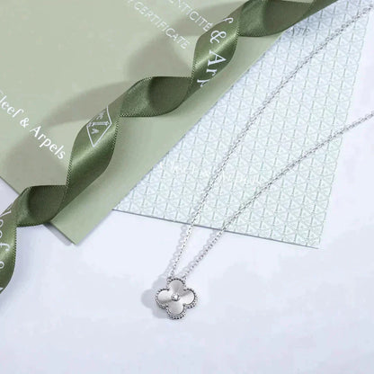 [Moco]CLOVER  15MM DIAMOND LASER NECKLACE SILVER