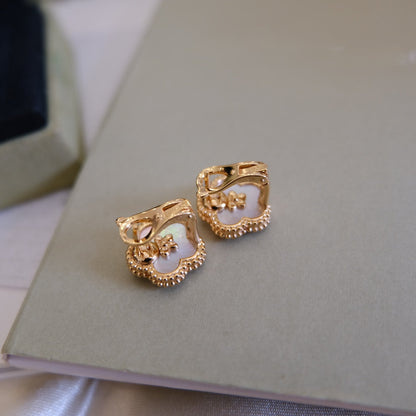 [Moco]LUCKY PINK GOLD WHITE MOP EARRINGS