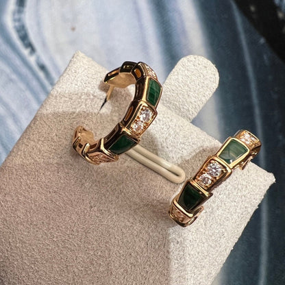 [Moco]SERPENTI MALACHITE PINK GOLD EARRINGS