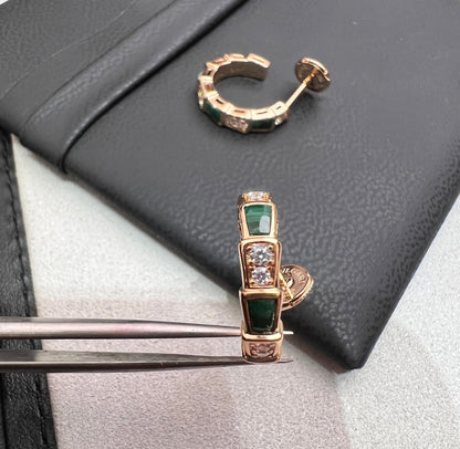 [Moco]SERPENTI MALACHITE PINK GOLD EARRINGS