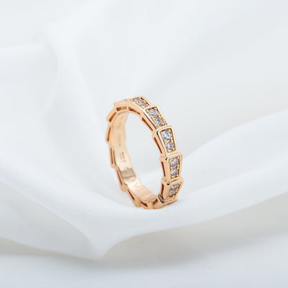 [Moco]SERPENTI RING PINK GOLD DIAMOND PAVED 3MM