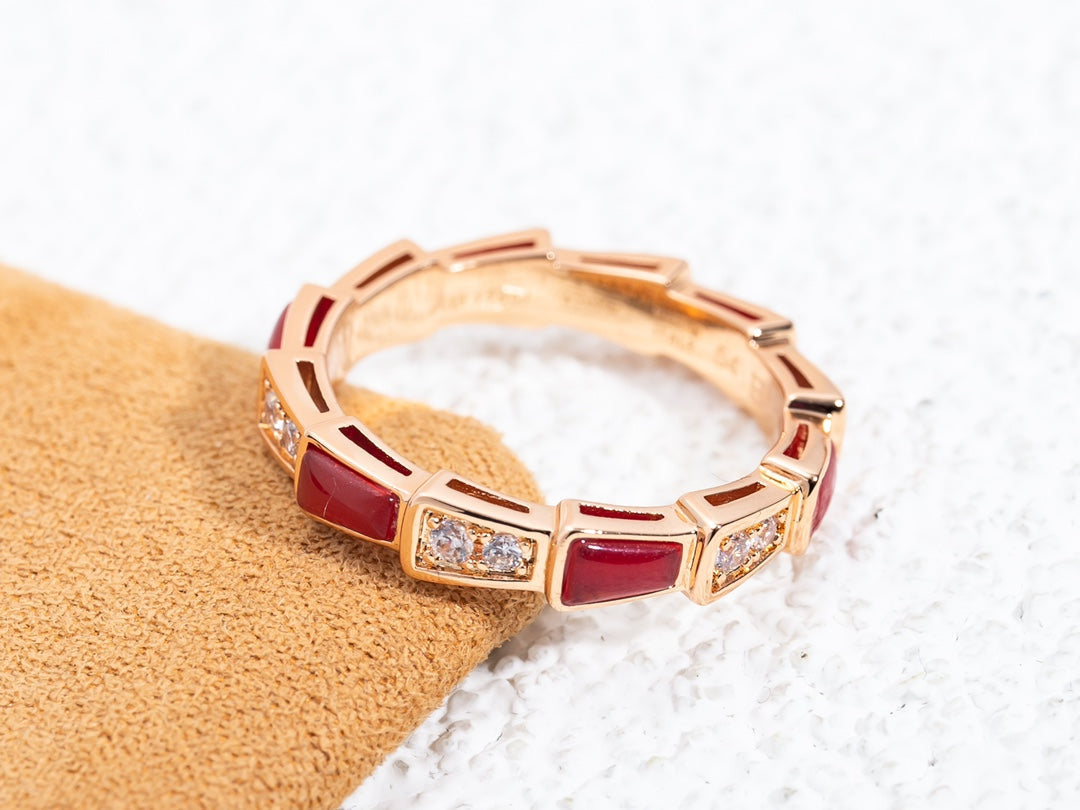 [Moco]SERPENTI RING PINK GOLD CARNELIAN DIAMOND 3MM