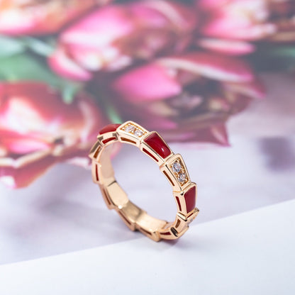 [Moco]SERPENTI RING PINK GOLD CARNELIAN DIAMOND 3MM