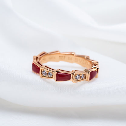 [Moco]SERPENTI RING PINK GOLD CARNELIAN DIAMOND 3MM