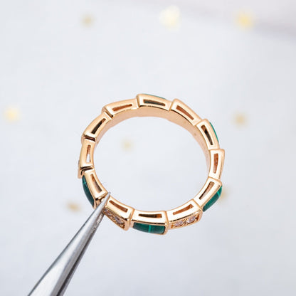 [Moco]SERPENTI RING PINK GOLD MALACHITE DIAMOND 3MM