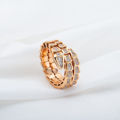 [Moco]SERPENTI RING PINK GOLD DIAMOND DOUBLE ROW