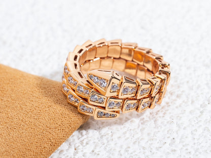 [Moco]SERPENTI RING PINK GOLD DIAMOND DOUBLE ROW