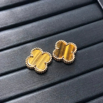 [Moco]CLOVER MEDIUM 1 MOTIFS TIGER EYE EARRINGS