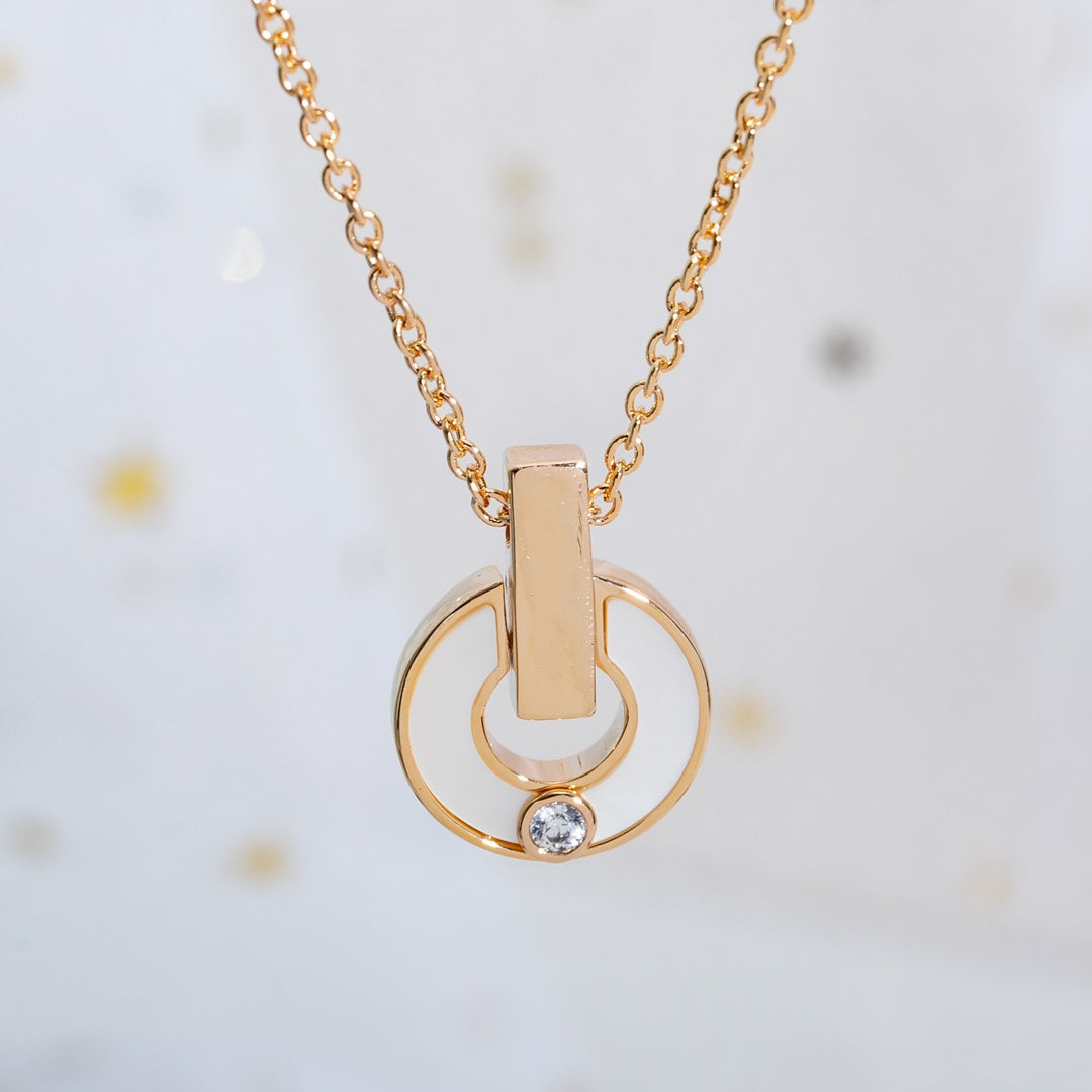 [Moco]GARI NECKLACE PINK GOLD MOP