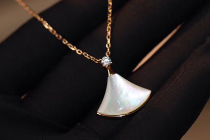 [Moco]DREAM NECKLACE WHITE MOP PINK GOLD 1 DIAMOND