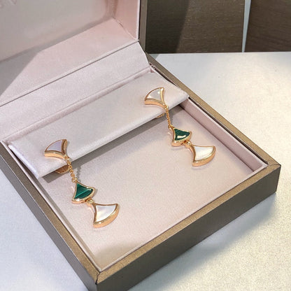 [Moco]DREAM EARRINGS 3 MOTIFS MALACHITE MOP PINK GOLD