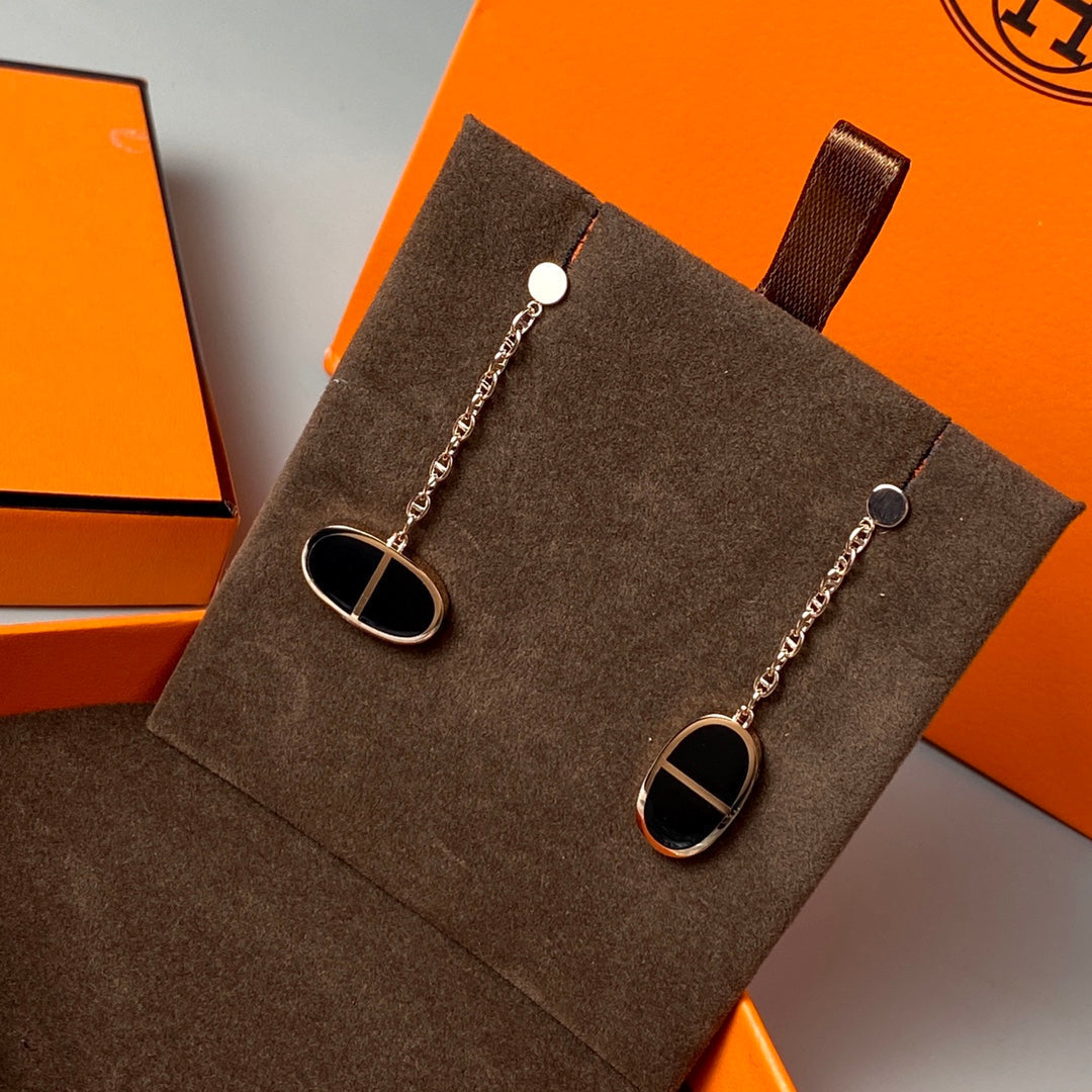 [Moco]CHAINE VERSO BLACK CERAMIC EARRINGS