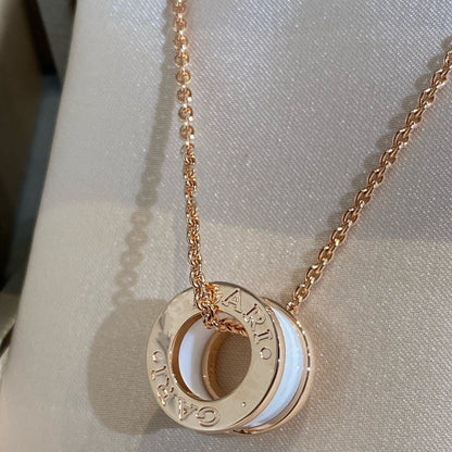 [Moco]ZERO 1 WHITE CERAMIC PINK GOLD NECKLACE