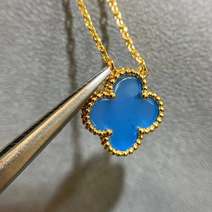 [Moco]CLOVER 15MM BLUE AGATE NECKLACE