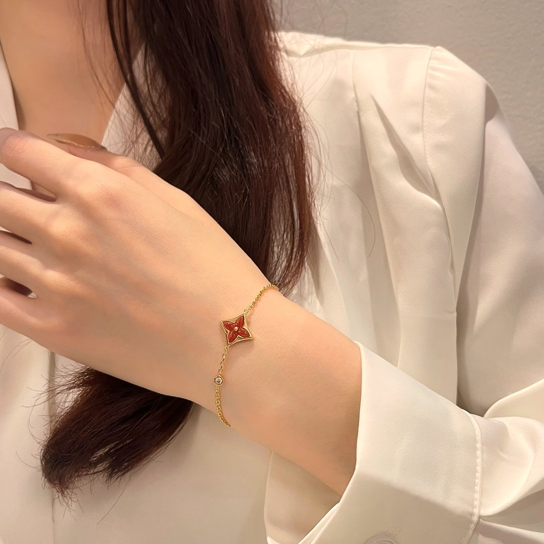 [Moco]COLOR STAR CARNELIAN PINK GOLD DIAMOND BRACELET