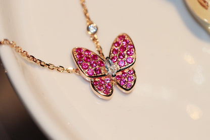 [Moco]BUTTERFLY RED DIAMOND ROSE GOLD NECKLACE