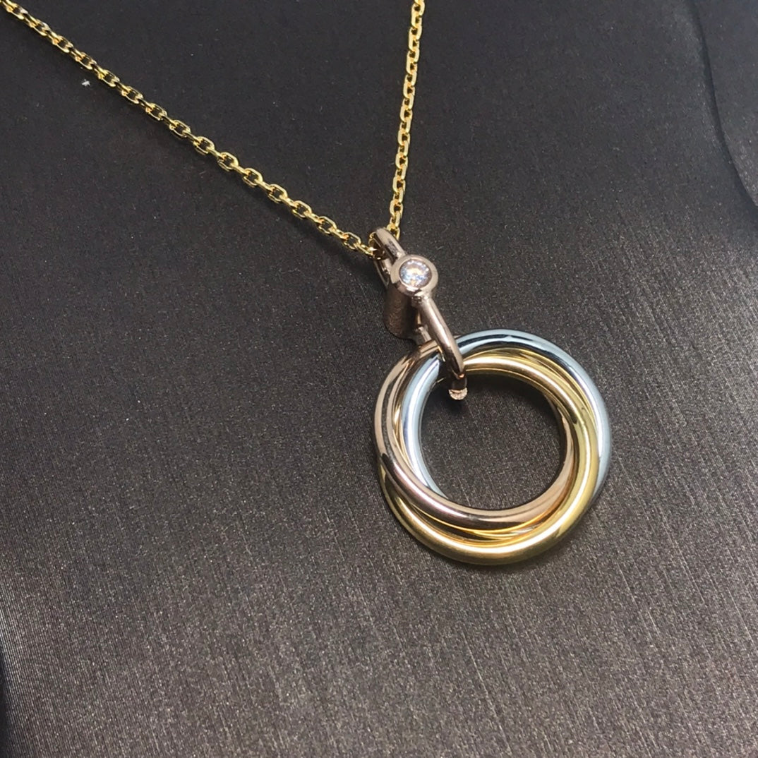 [Moco]TRINITY SILVER GOLD PINK GOLD NECKLACE