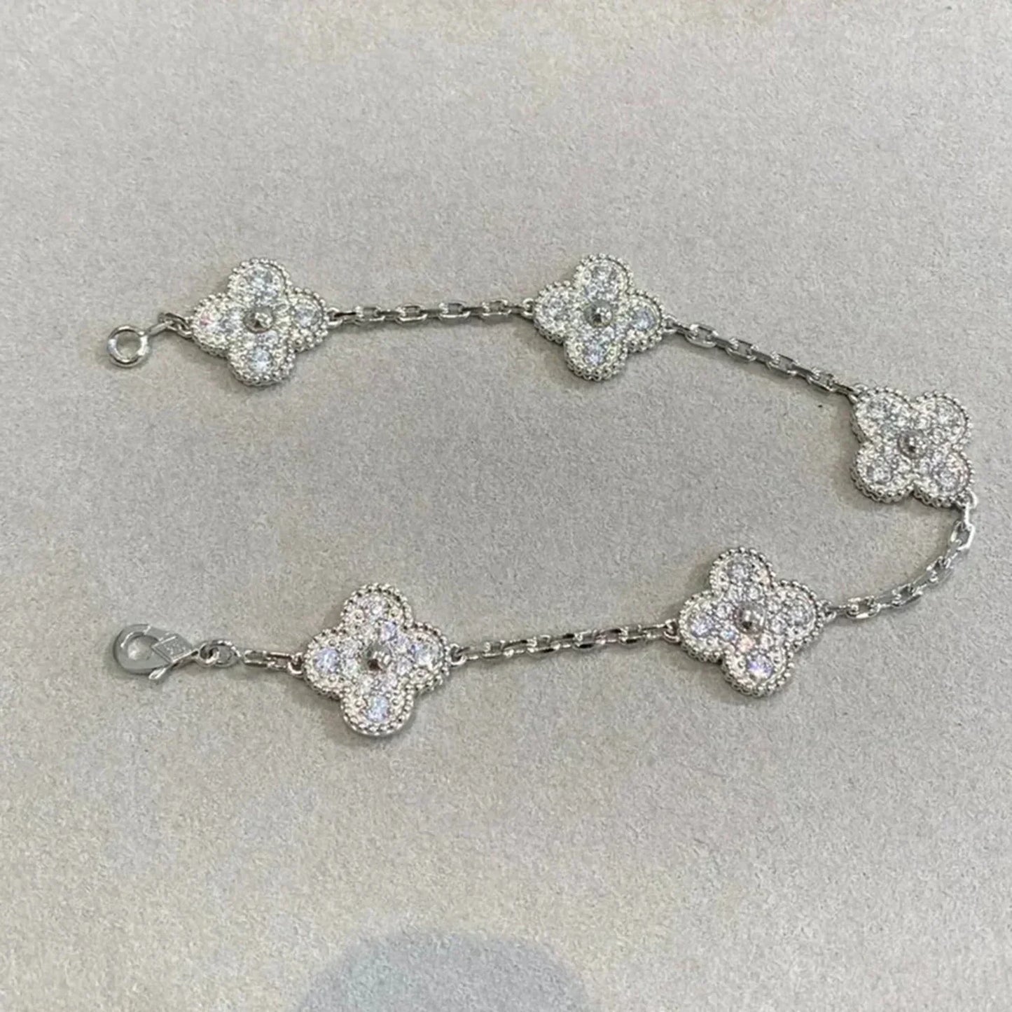 [Moco]CLOVER 5 MOTIFS  DIAMOND BRACELET SILVER