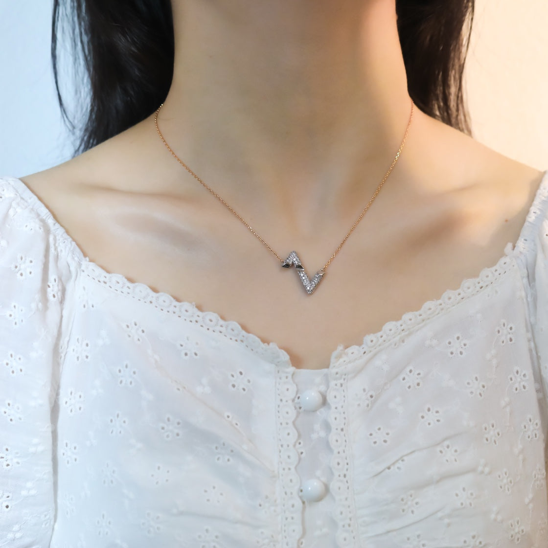 [Moco]VOLT SILVER DIAMOND PEDANT NECKLACE