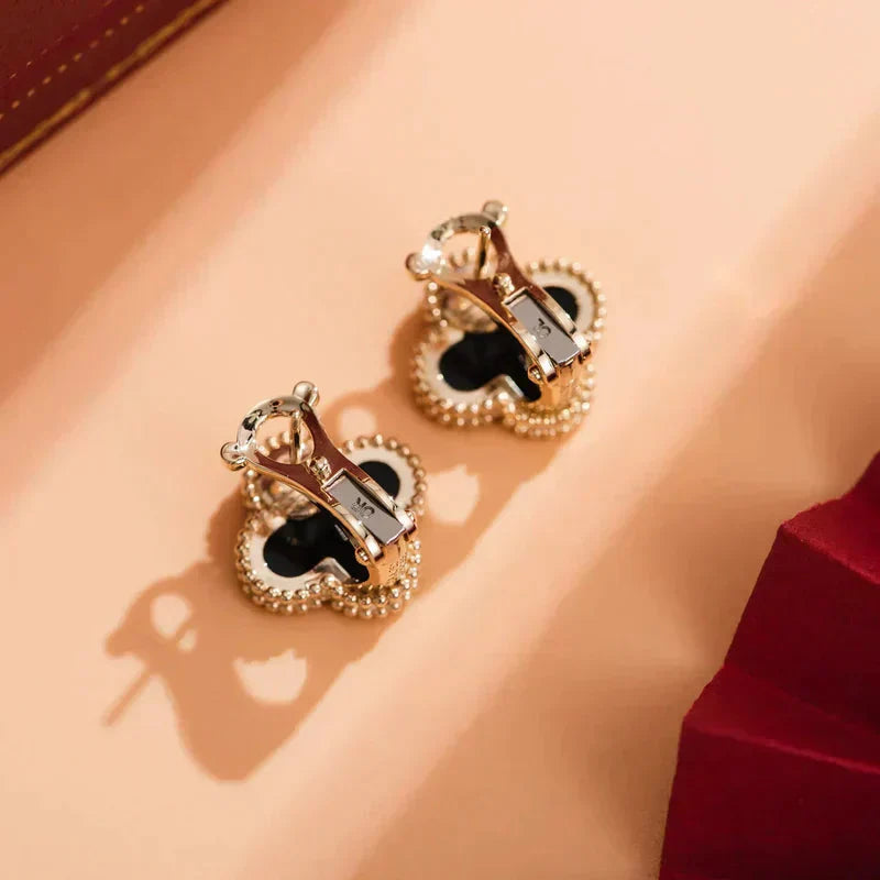 [Moco]CLOVER MEDIUM 1 MOTIFS  ONYX STUD EARRINGS