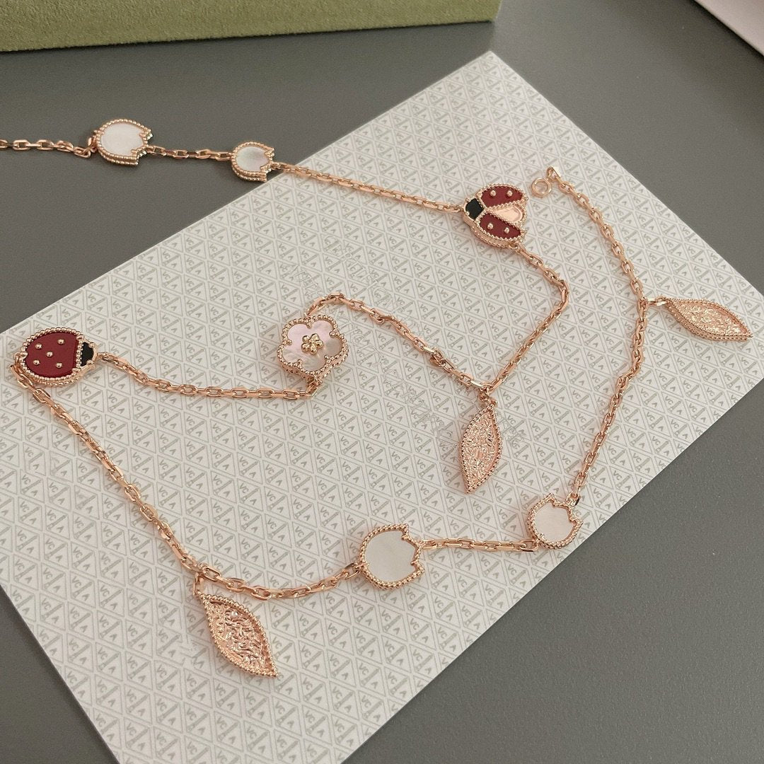 [Moco]LUCKY SPRING 15 MOTIFS ROSE GOLD NECKLACE