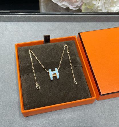 [Moco]POP H SKY BLUE NECKLACE