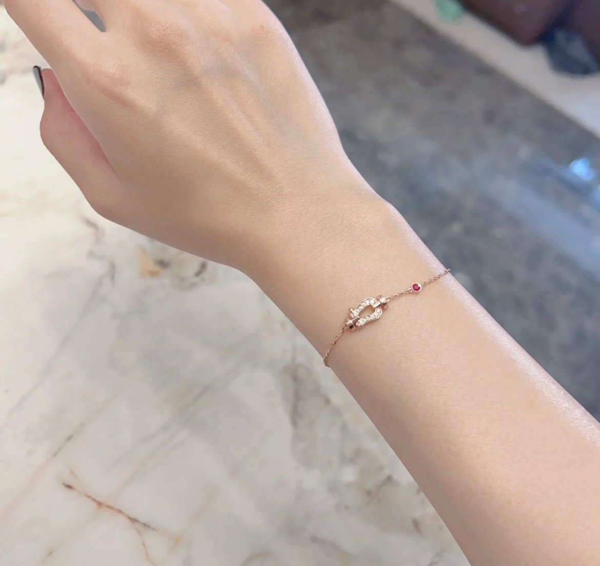 [Moco]FORCE 10 DIAMOND CHAIN LINK PINK GOLD BRACELET