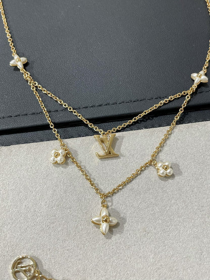 [Moco]FLOWERGRAM GOLD MOP DOUBLE ROW NECKLACE