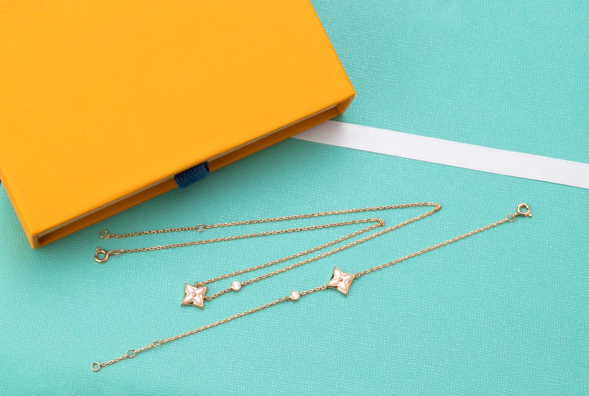 [Moco]STAR PINK MOP 1 DIAMOND PINK GOLD NECKLACE