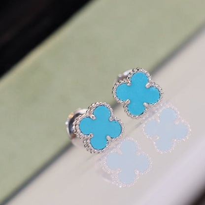 [Moco]CLOVER MINI TURQUOISE SILVER STUD EARRINGS