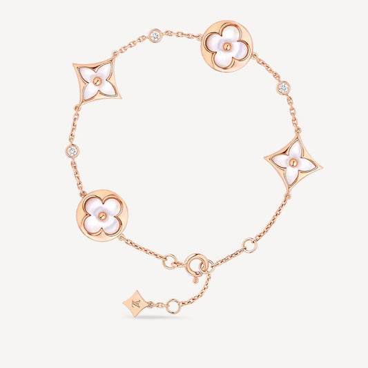 [Moco]STAR AND SUN 4 MOTIF WHITE MOP PINK GOLD BRACELET