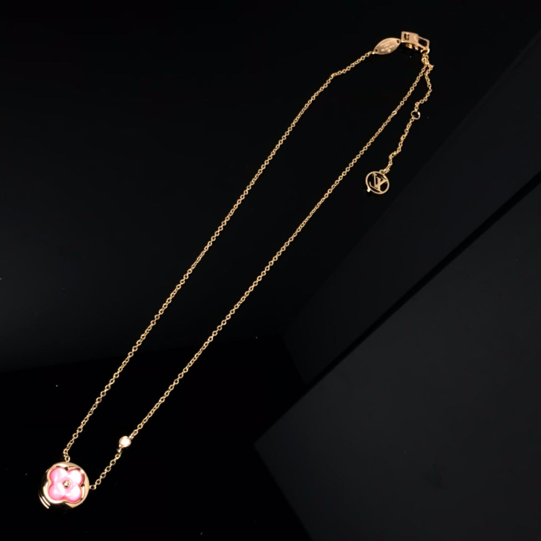 [Moco]COLOR BLOSSOM PINK MOP SUN GOLD NECKLACE