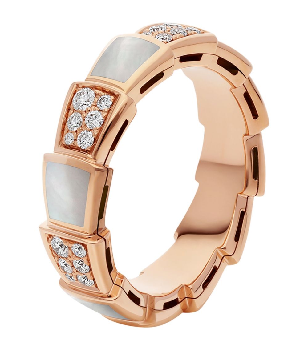 [Moco]SERPENTI RING PINK GOLD MOP DIAMOND PAVED 4MM