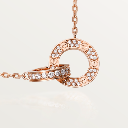 [Moco]LOVE 7.6MM NECKLACE ROSE GOLD AND SILVER  FULL DIAMOND