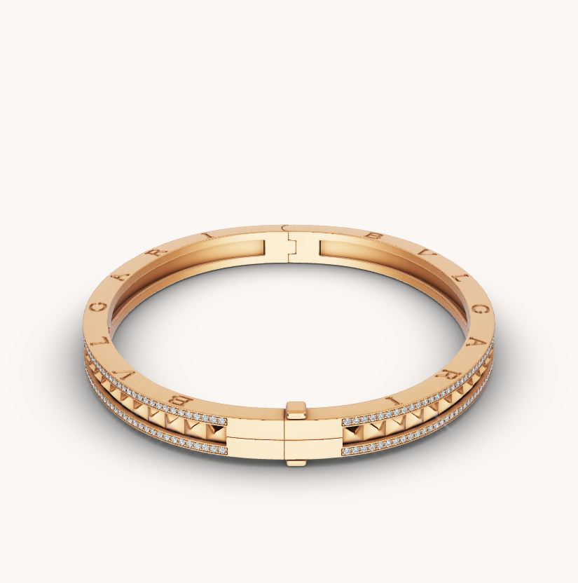 [Moco]ZERO 1 SPIRAL AND PAVED DIAMOND GOLD BRACELET