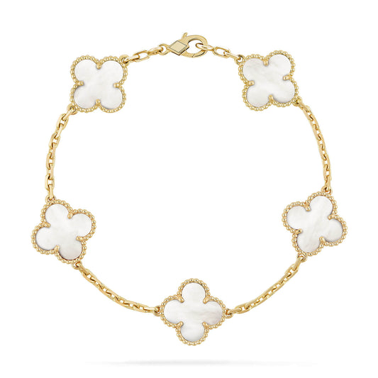 [Moco]CLOVER  5 MOTIF WHITE MOP BRACELET