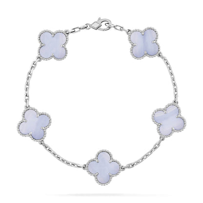 [Moco]CLOVER  5 MOTIF PURPLE CHALCEDONY BRACELET SILVER