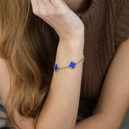 [Moco]CLOVER 5 MOTIFS BLUE AGATE BRACELET