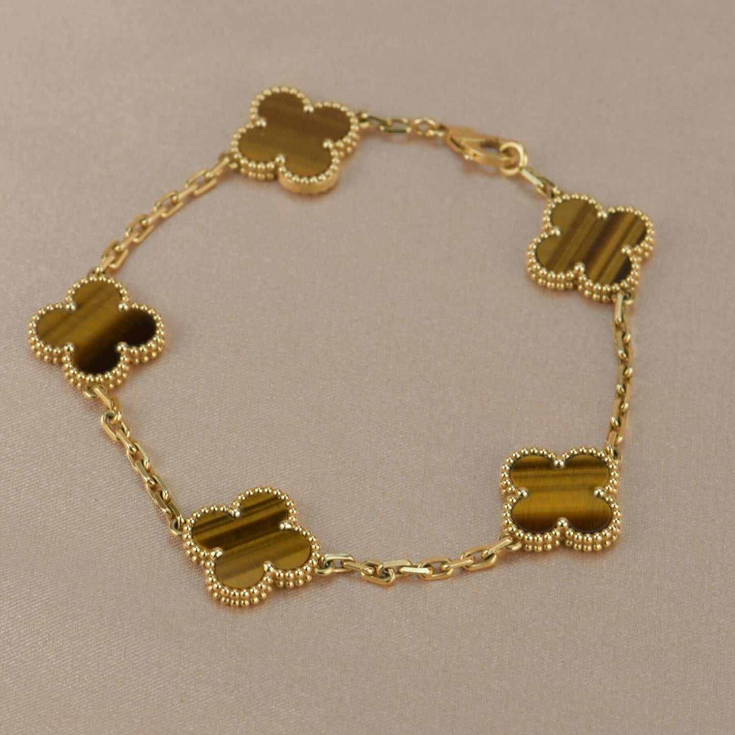 [Moco]CLOVER  5 MOTIFS TIGER EYE BRACELET