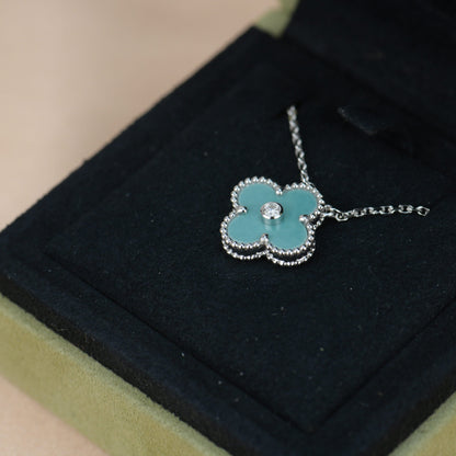 [Moco]CLOVER 15MM DIAMOND SVRES PORCELAIN  NECKLACE SILVER