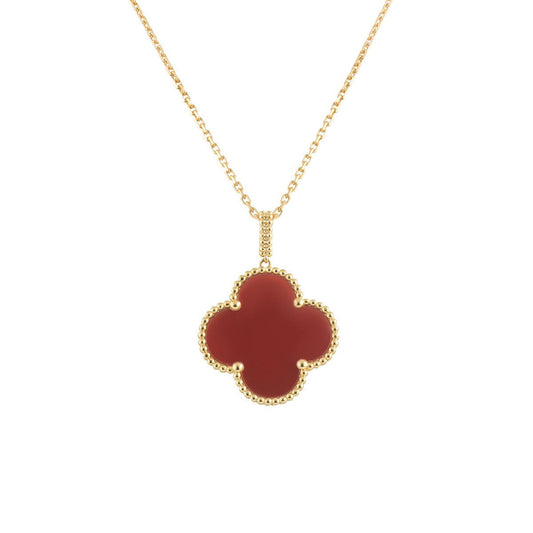 [Moco]CLOVER 25MM NECKLACE GOLD CARNELIAN