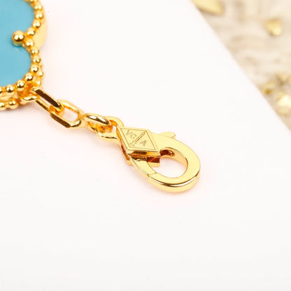 [Moco]CLOVER 5 MOTIF TURQUOISE DIAMOND GOLD BRACELET