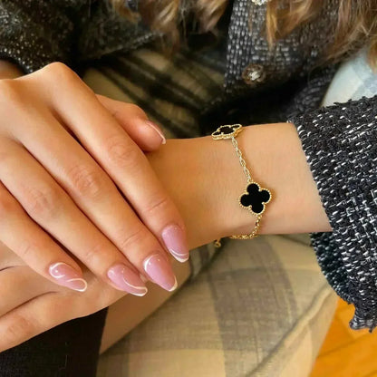 [Moco]CLOVER  5 MOTIFS BLACK ONYX BRACELET