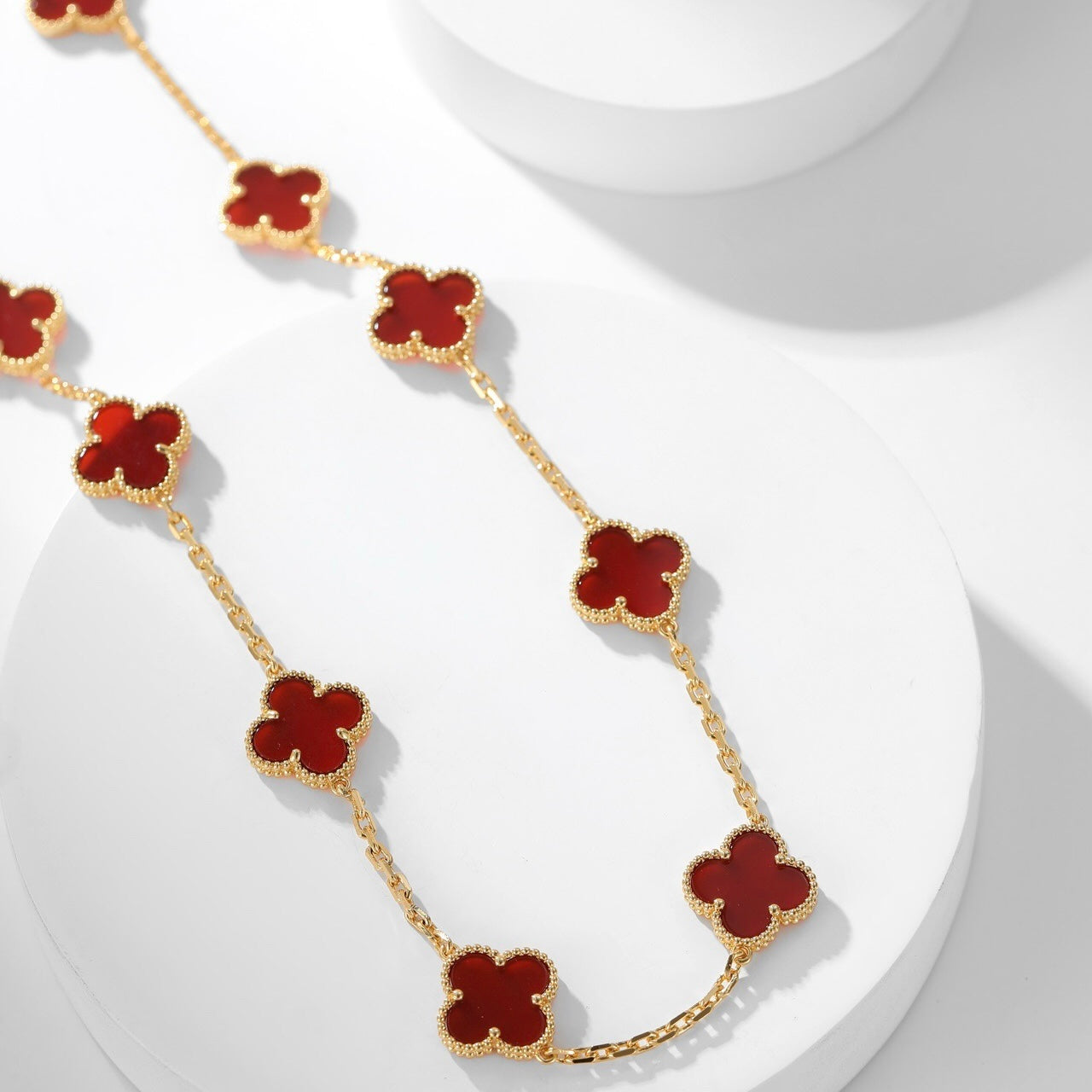 [ROYAL]CLOVERS THE  10-MOTIFS CARNELIAN NECKLACE