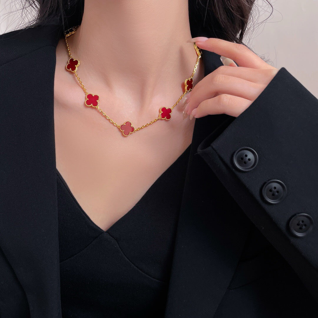 [ROYAL]CLOVERS THE  10-MOTIFS CARNELIAN NECKLACE