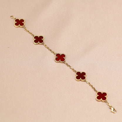 [Moco]CLOVER 5 MOTIFS RED AGATE  BRACELET